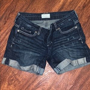 Distressed jean shorts